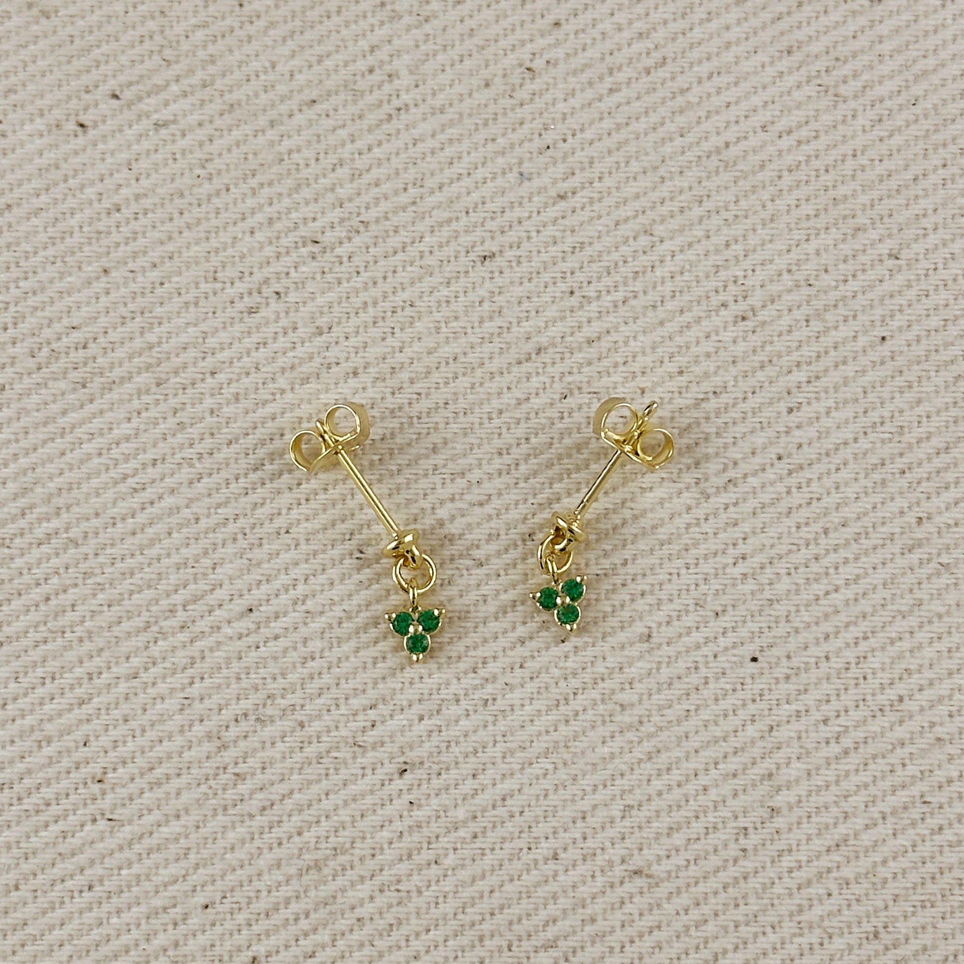 18k Gold Filled Mini CZ Flower Drop Earrings