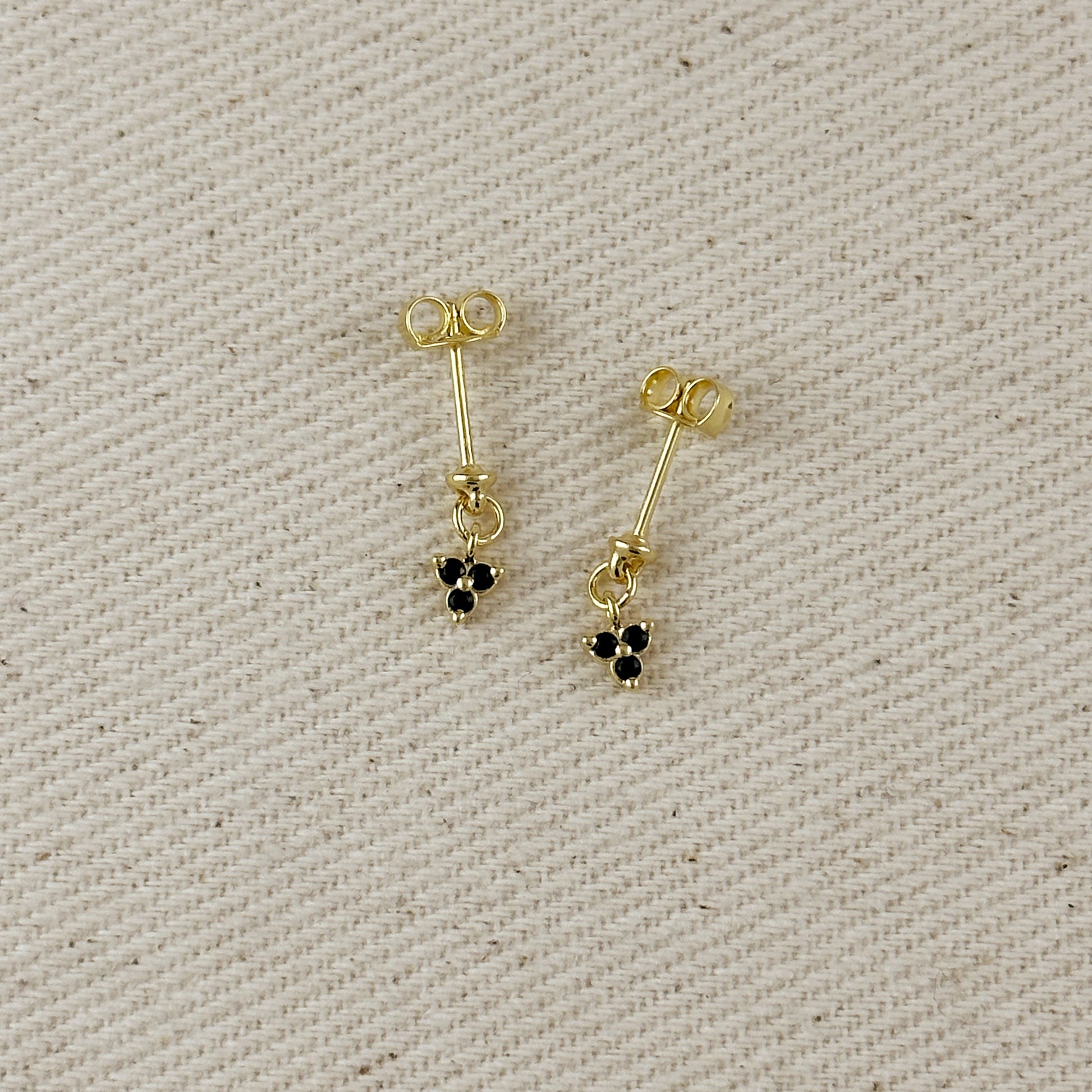 18k Gold Filled Mini CZ Flower Drop Earrings