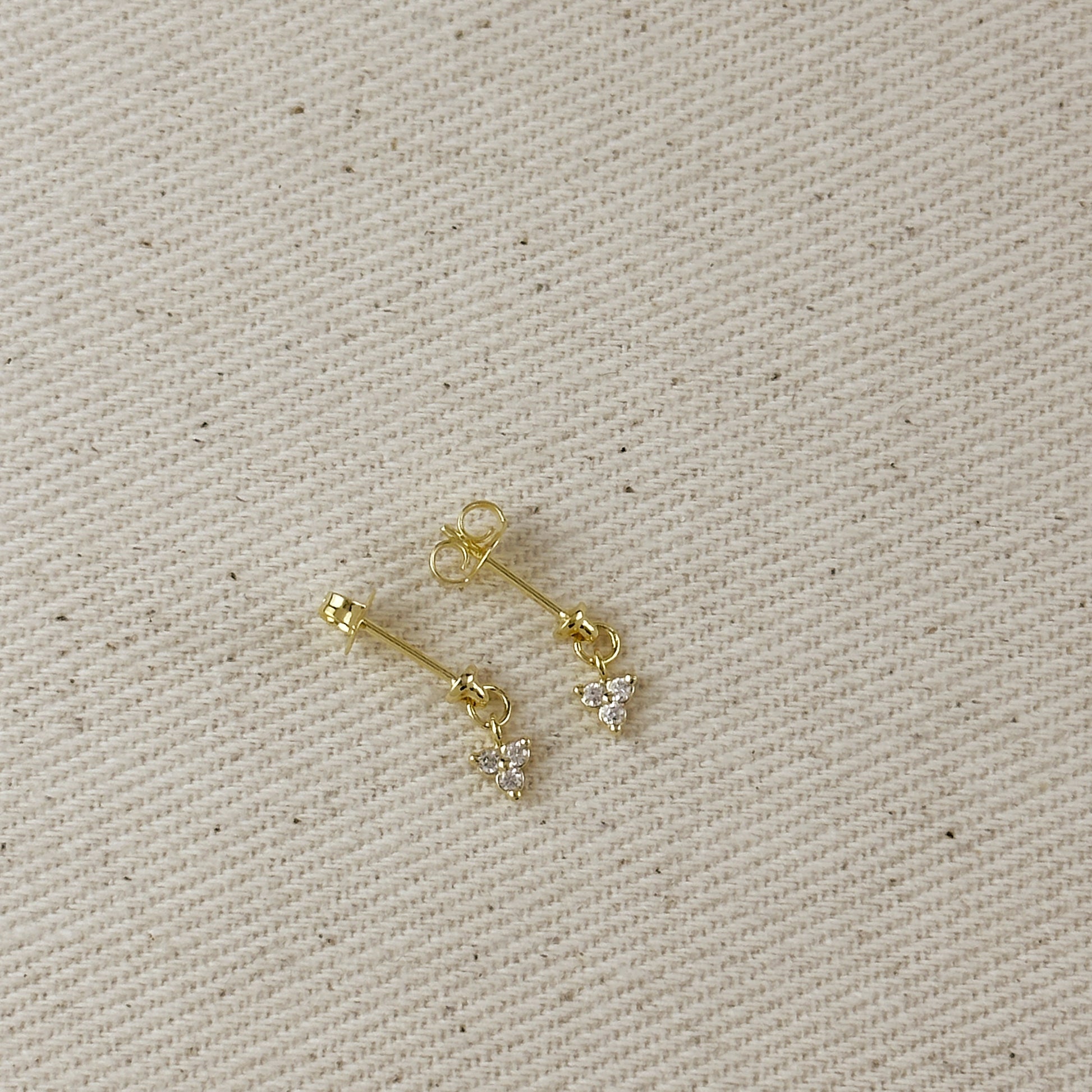 18k Gold Filled Mini CZ Flower Drop Earrings