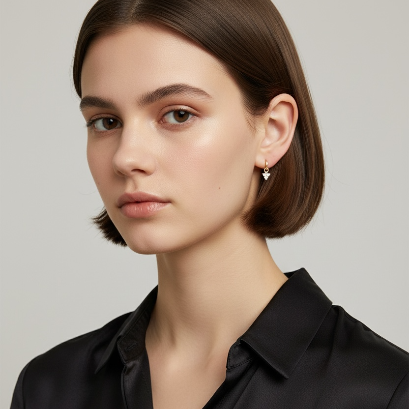 18k Gold Filled Mini CZ Flower Drop Earrings