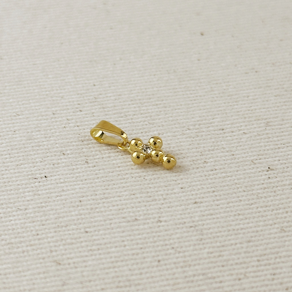 18k Gold Filled Mini Bead Cross Charm