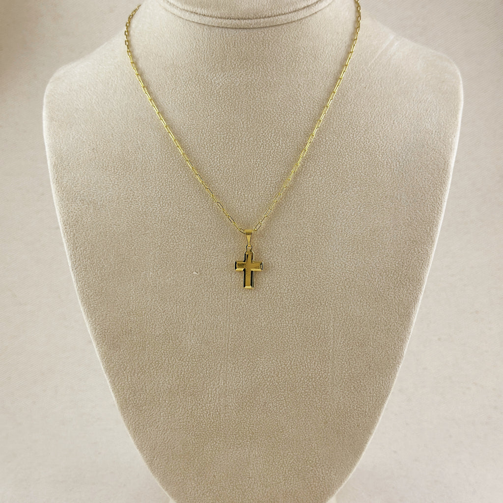 18k Gold Filled Double Cross Pendant