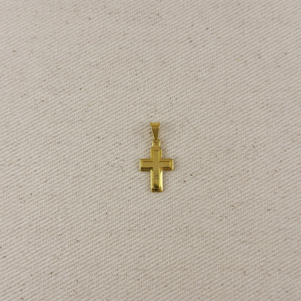 18k Gold Filled Double Cross Pendant