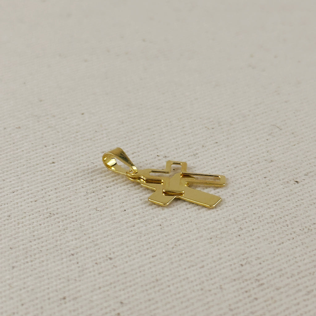18k Gold Filled Double Cross Pendant