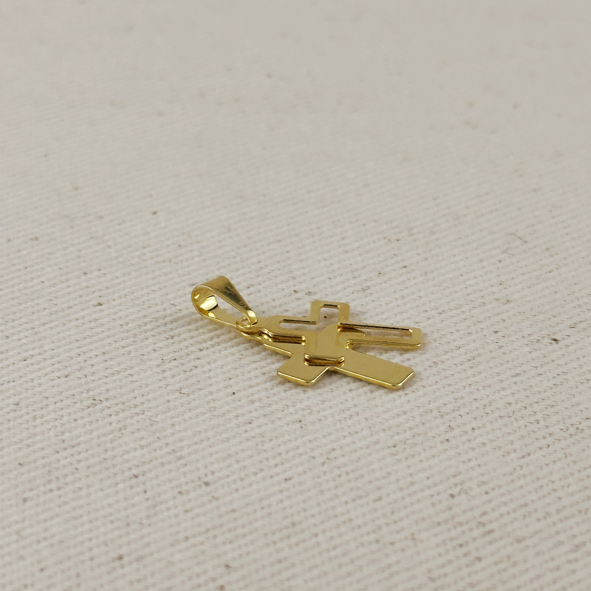18k Gold Filled Double Cross Pendant