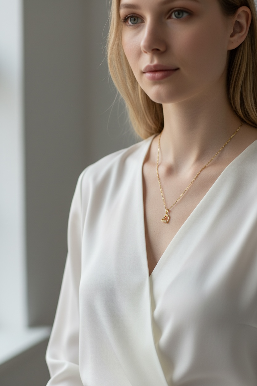 18k Gold Filled CZ Heart Pendant