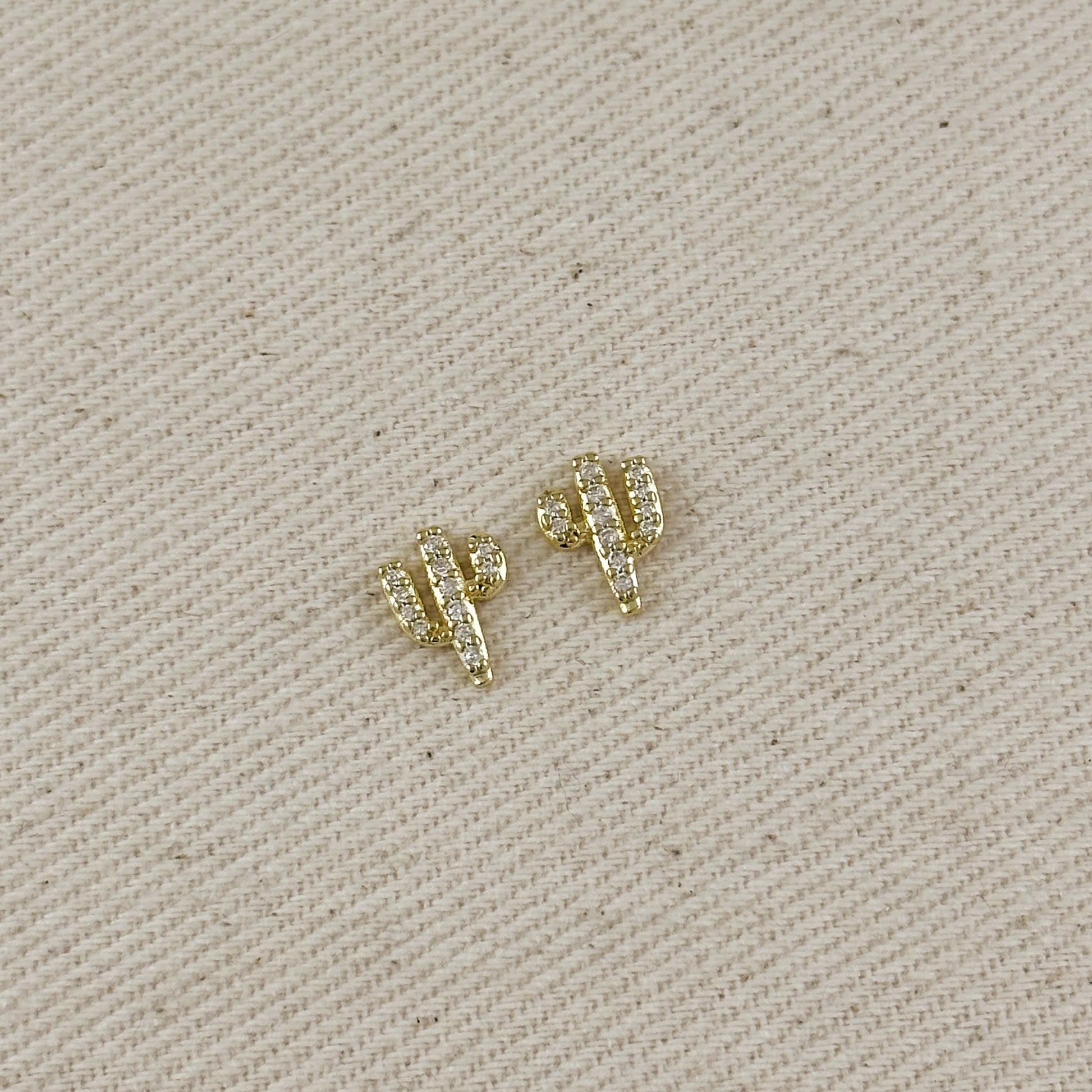 18k Gold Filled Cactus Stud Earrings