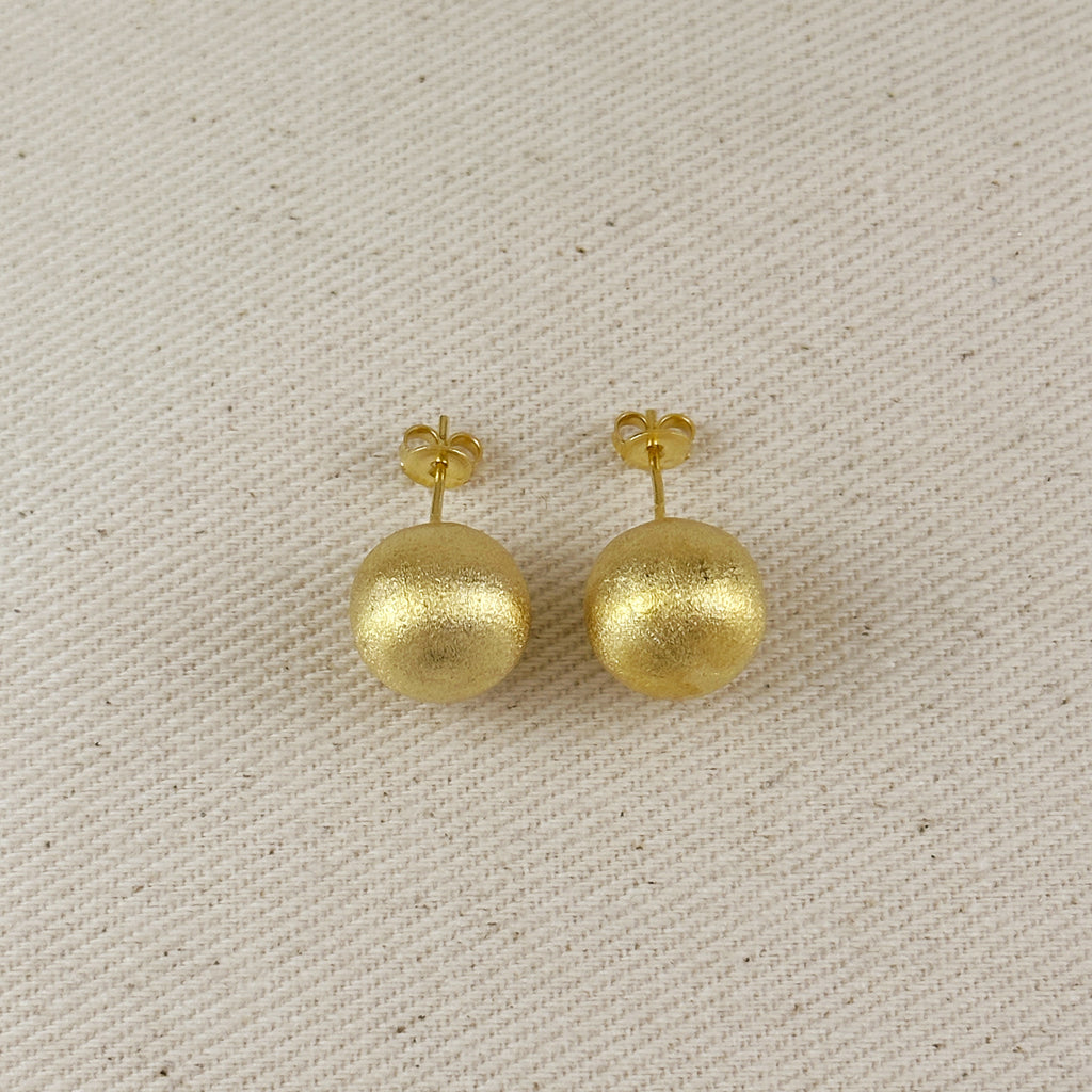 13mm Brushed Ball Earrings