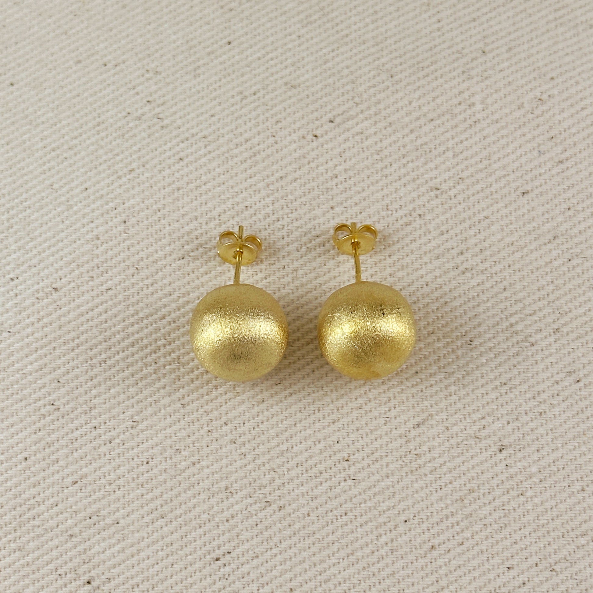 13mm Brushed Ball Earrings