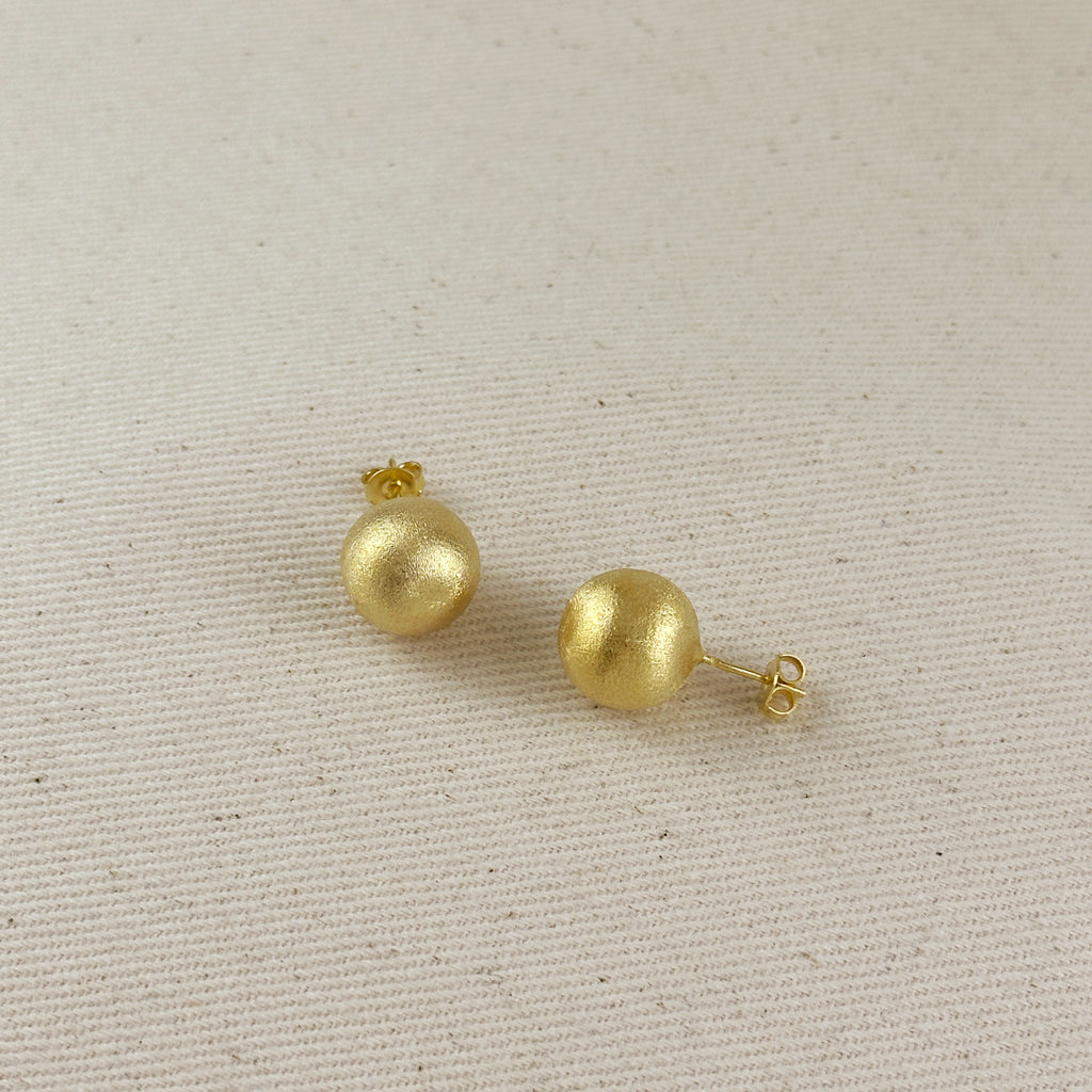 13mm Brushed Ball Earrings