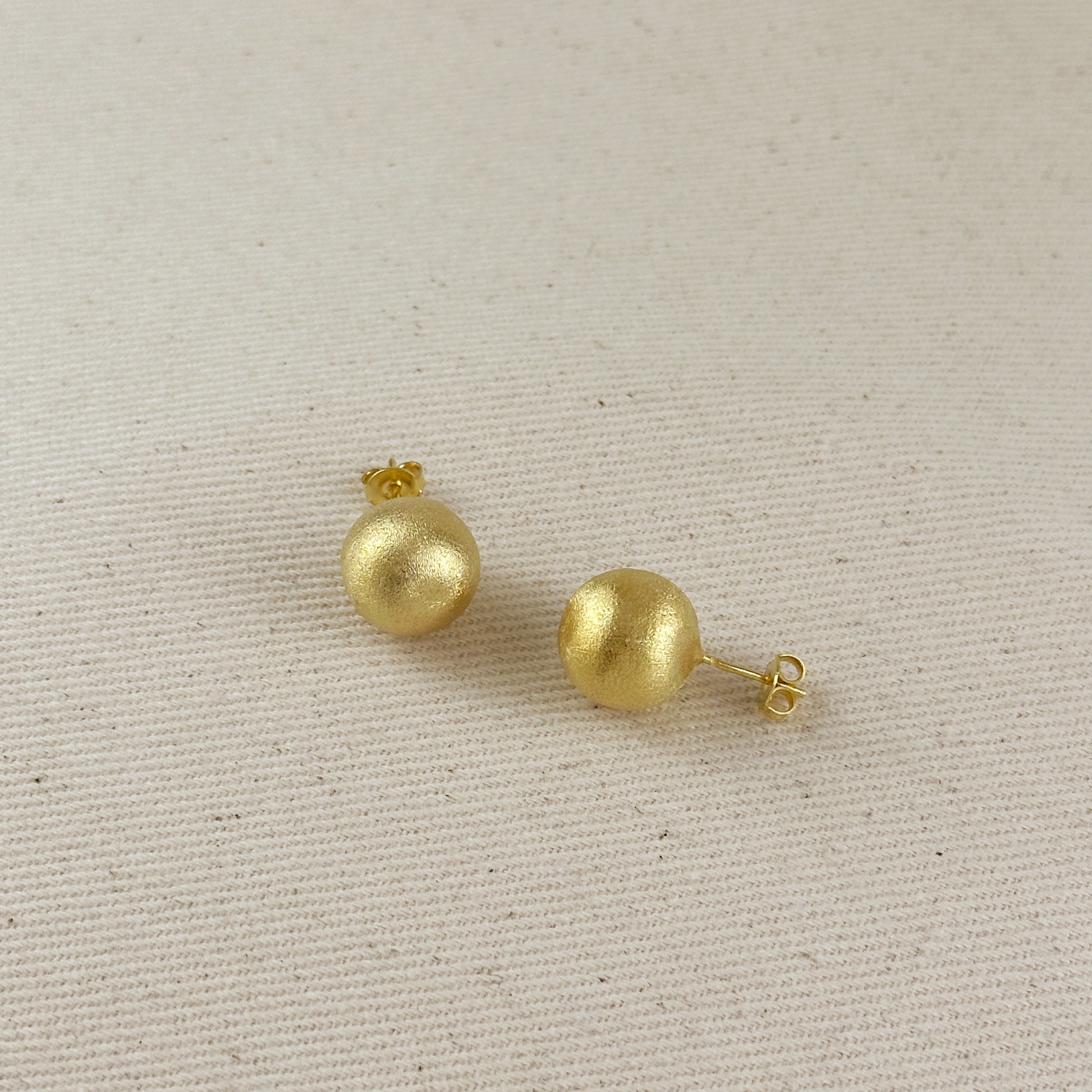 13mm Brushed Ball Earrings