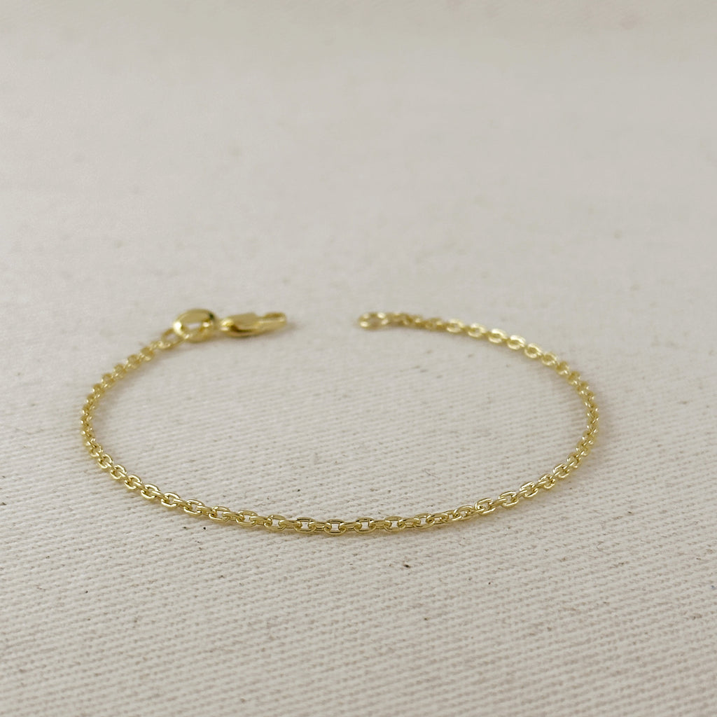 18K Gold Filled 1.8mm Anchor Chain Bracelet