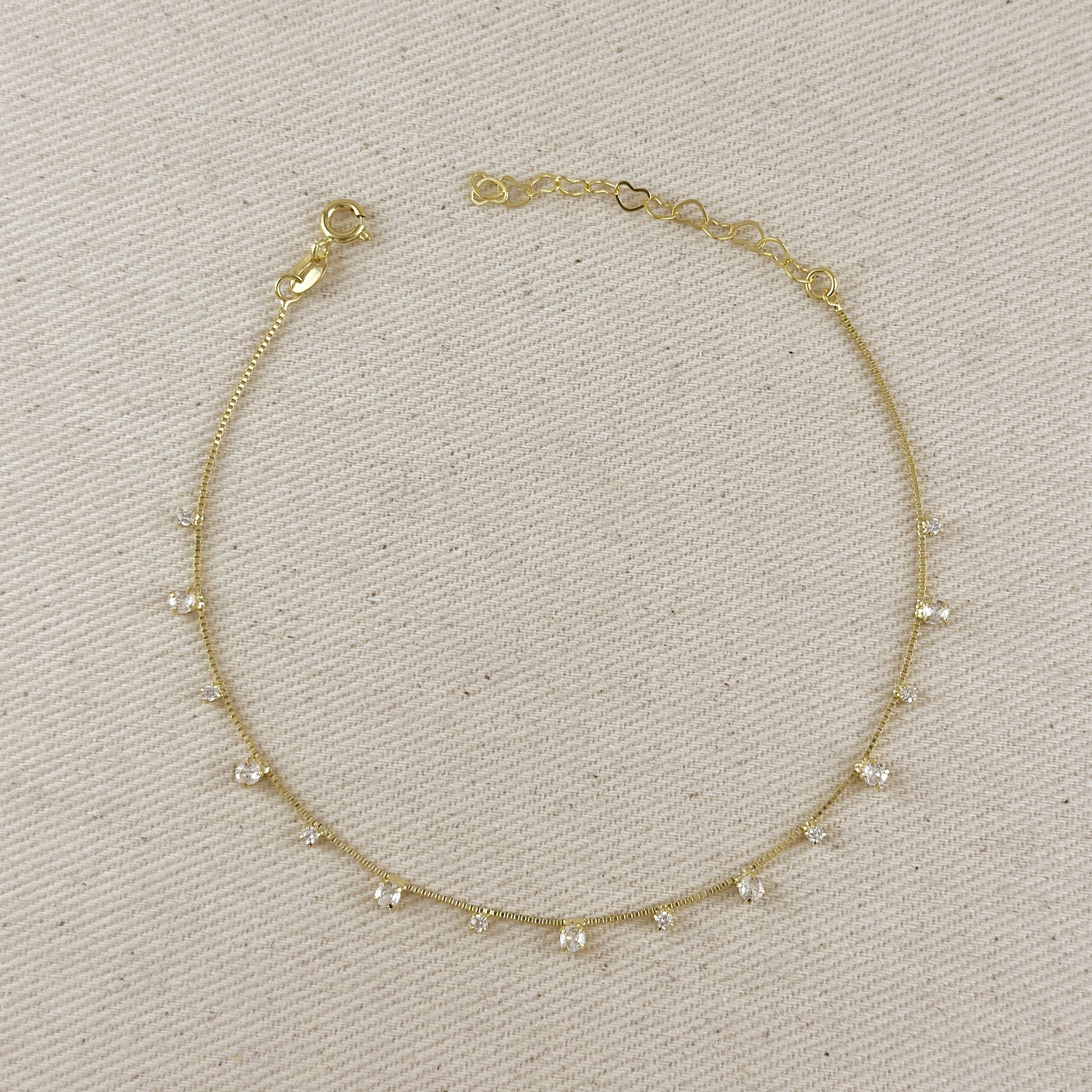 18k Gold Filled Micro Cubic Zirconia Anklet