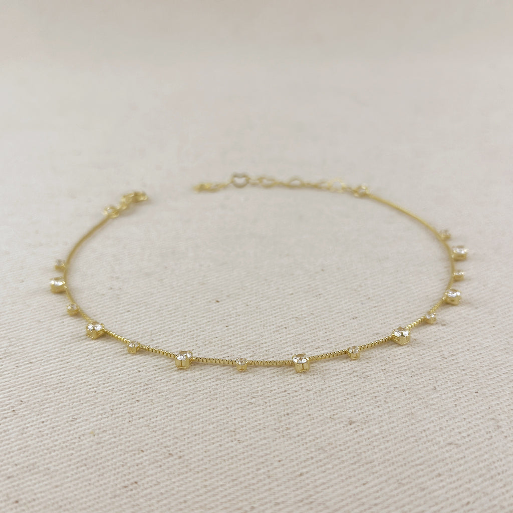 18k Gold Filled Micro Cubic Zirconia Anklet