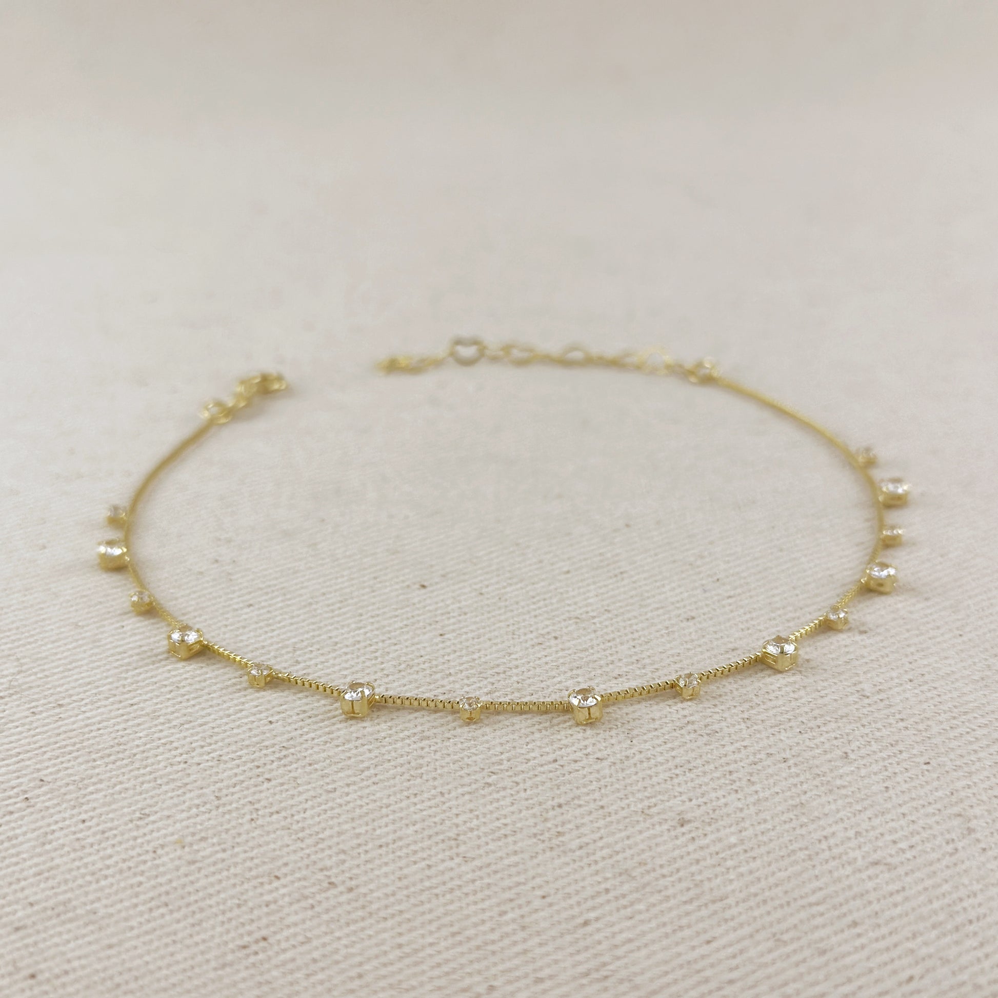 18k Gold Filled Micro Cubic Zirconia Anklet
