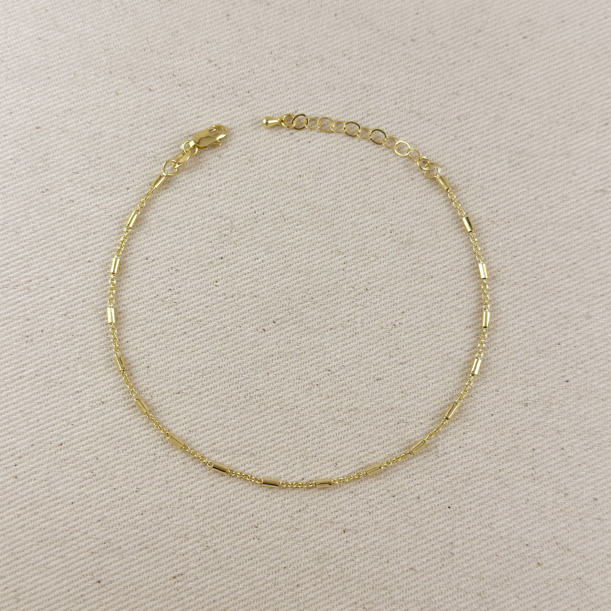 18k Gold Filled Mini Tube Chain Anklet