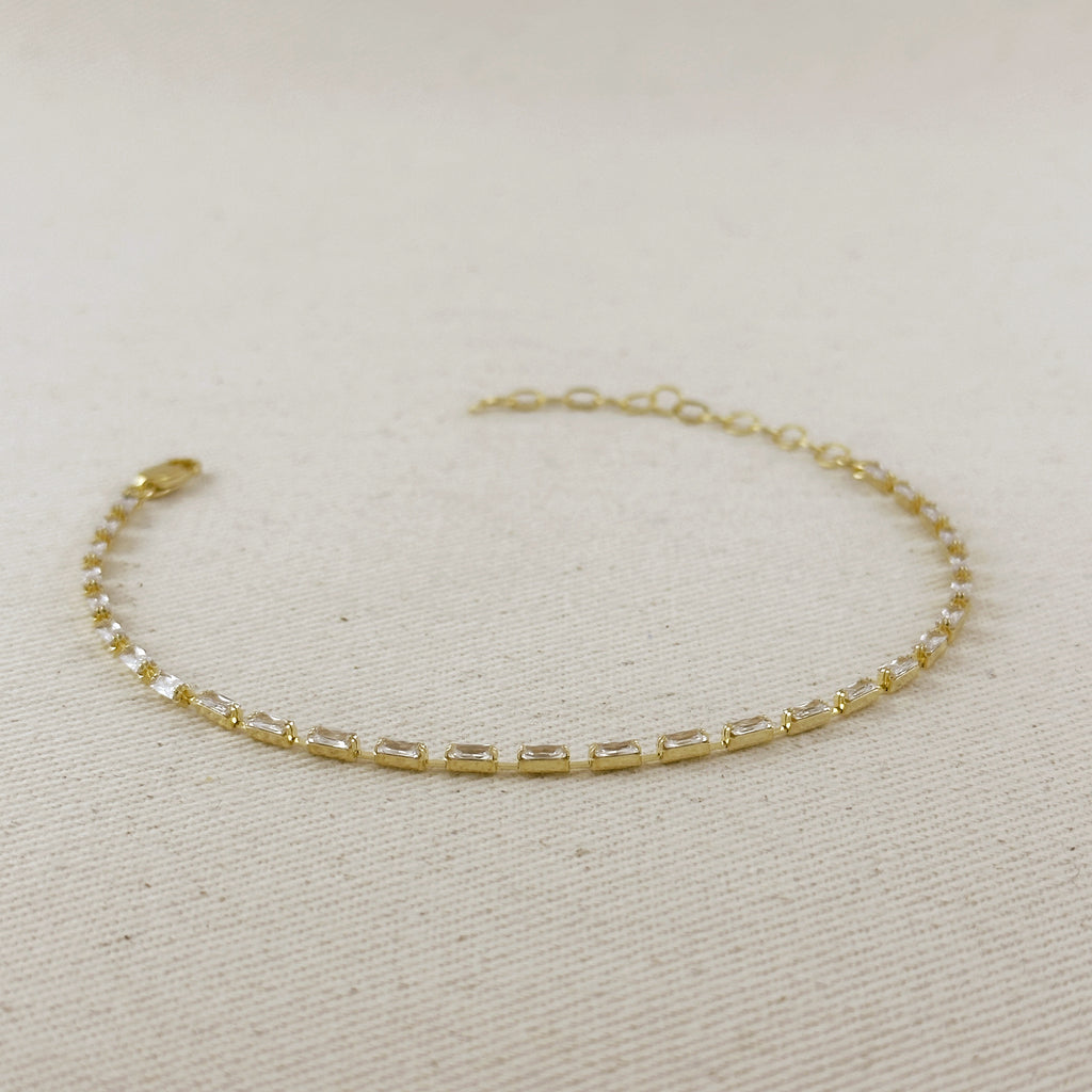 Anklet 18k Gold Filled In Crystal Baguette