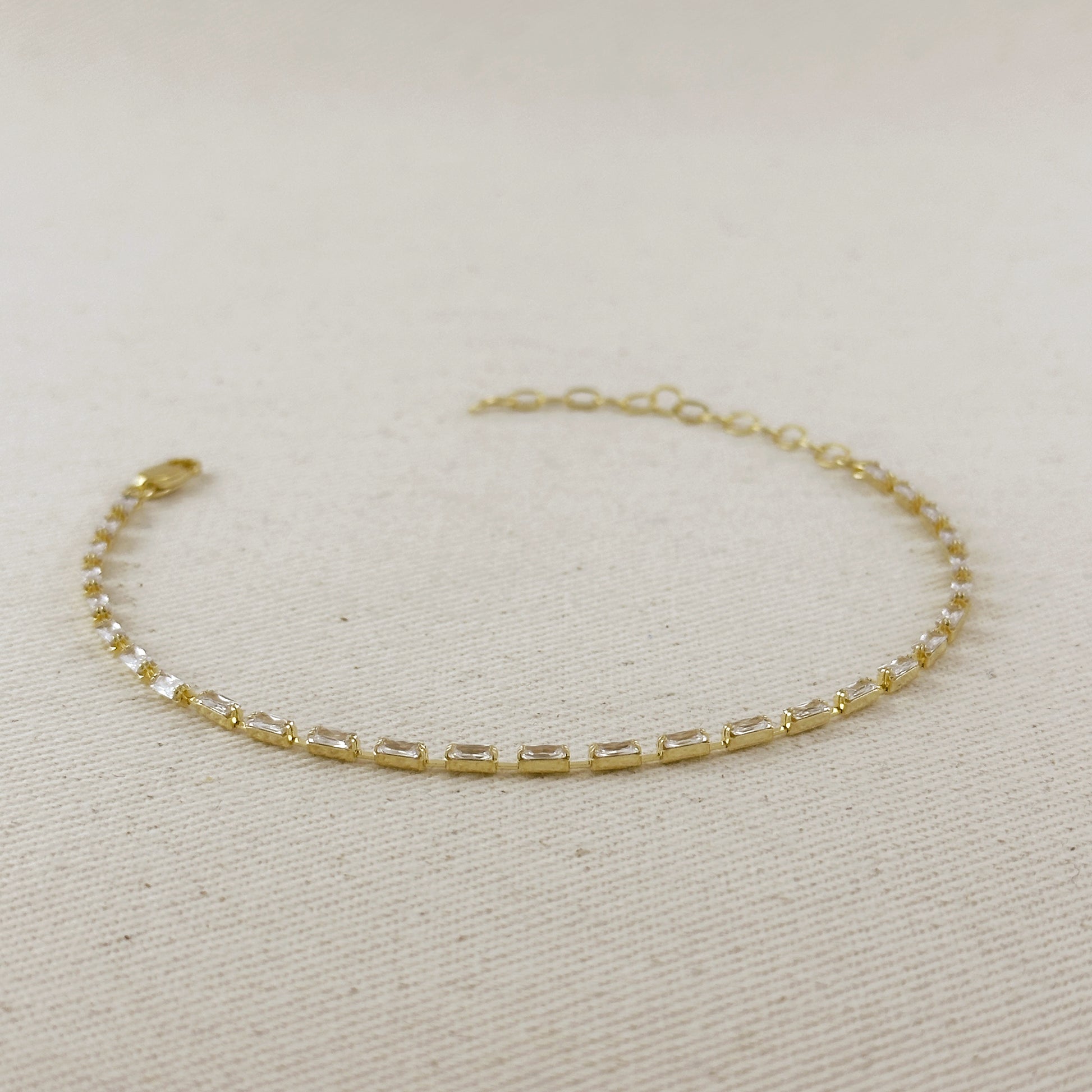 Anklet 18k Gold Filled In Crystal Baguette