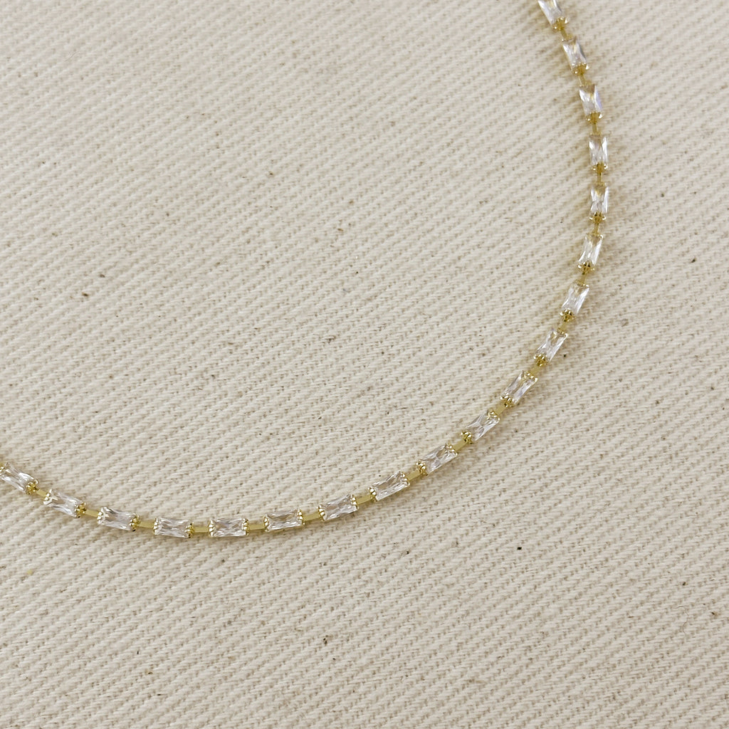 Anklet 18k Gold Filled In Crystal Baguette