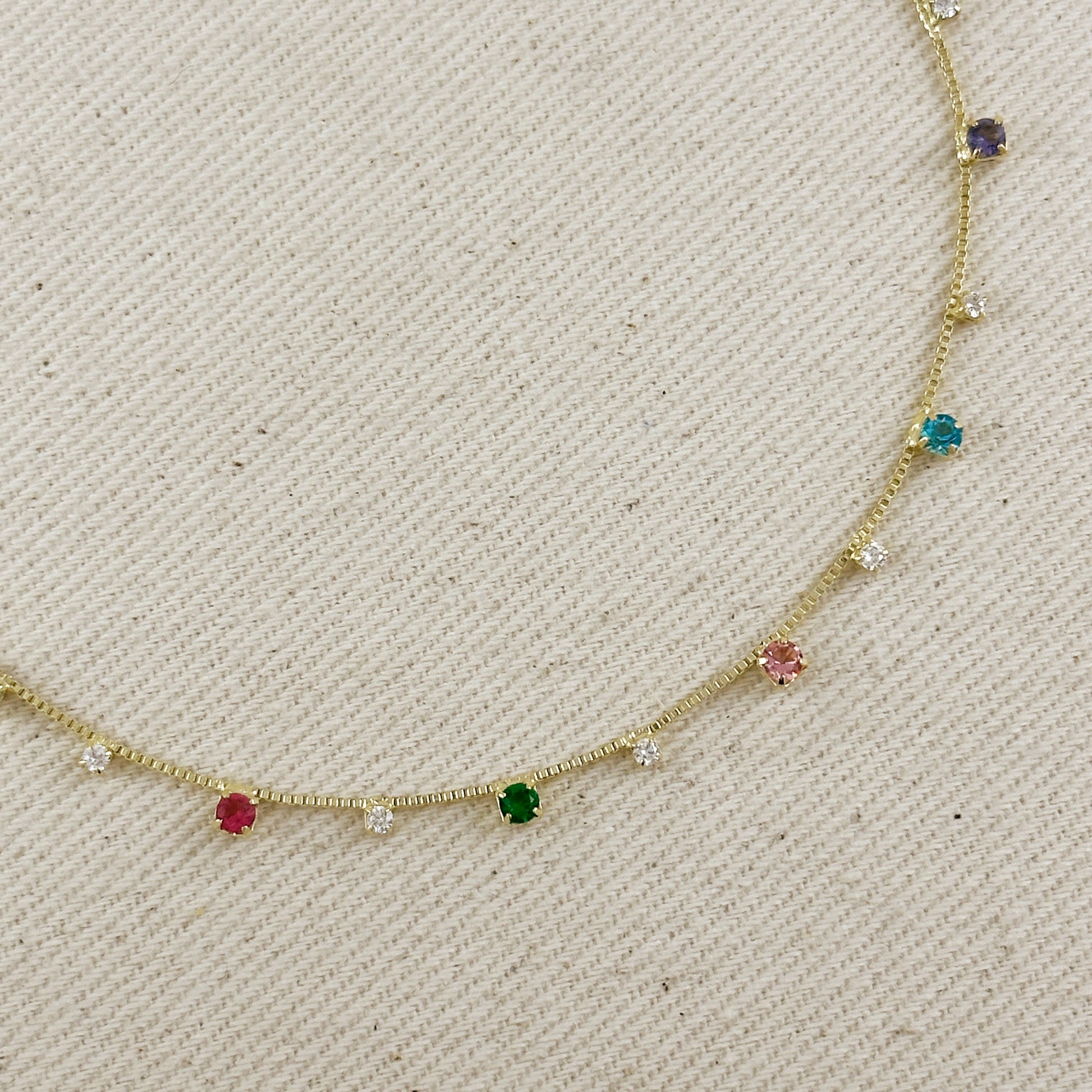 18k Gold Filled Colorful Micro Cubic Zirconia Anklet