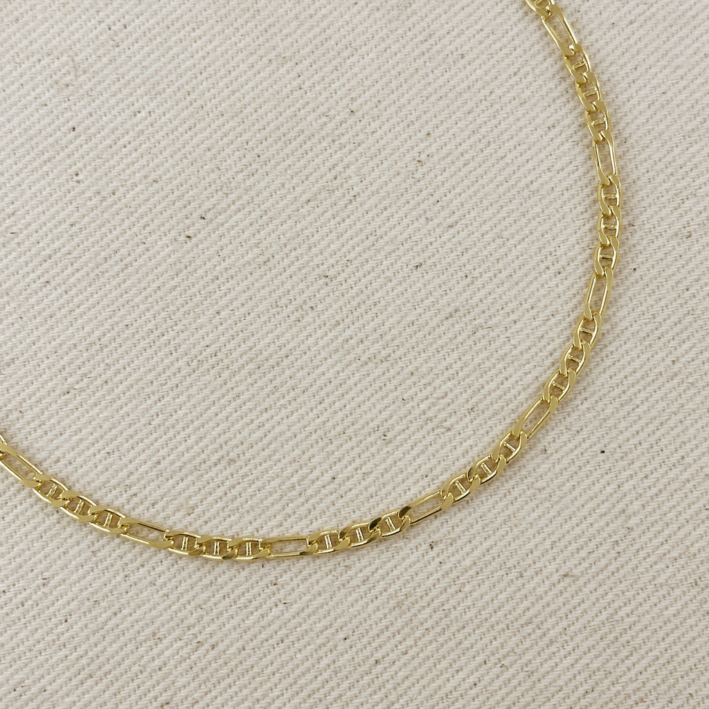 18k Gold Filled 3.5mm Figaro Mariner 'Figarucci' Anklet