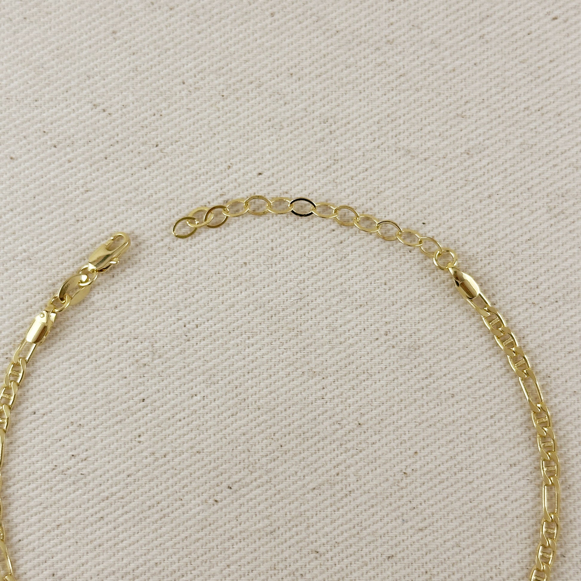 18k Gold Filled 3.5mm Figaro Mariner 'Figarucci' Anklet