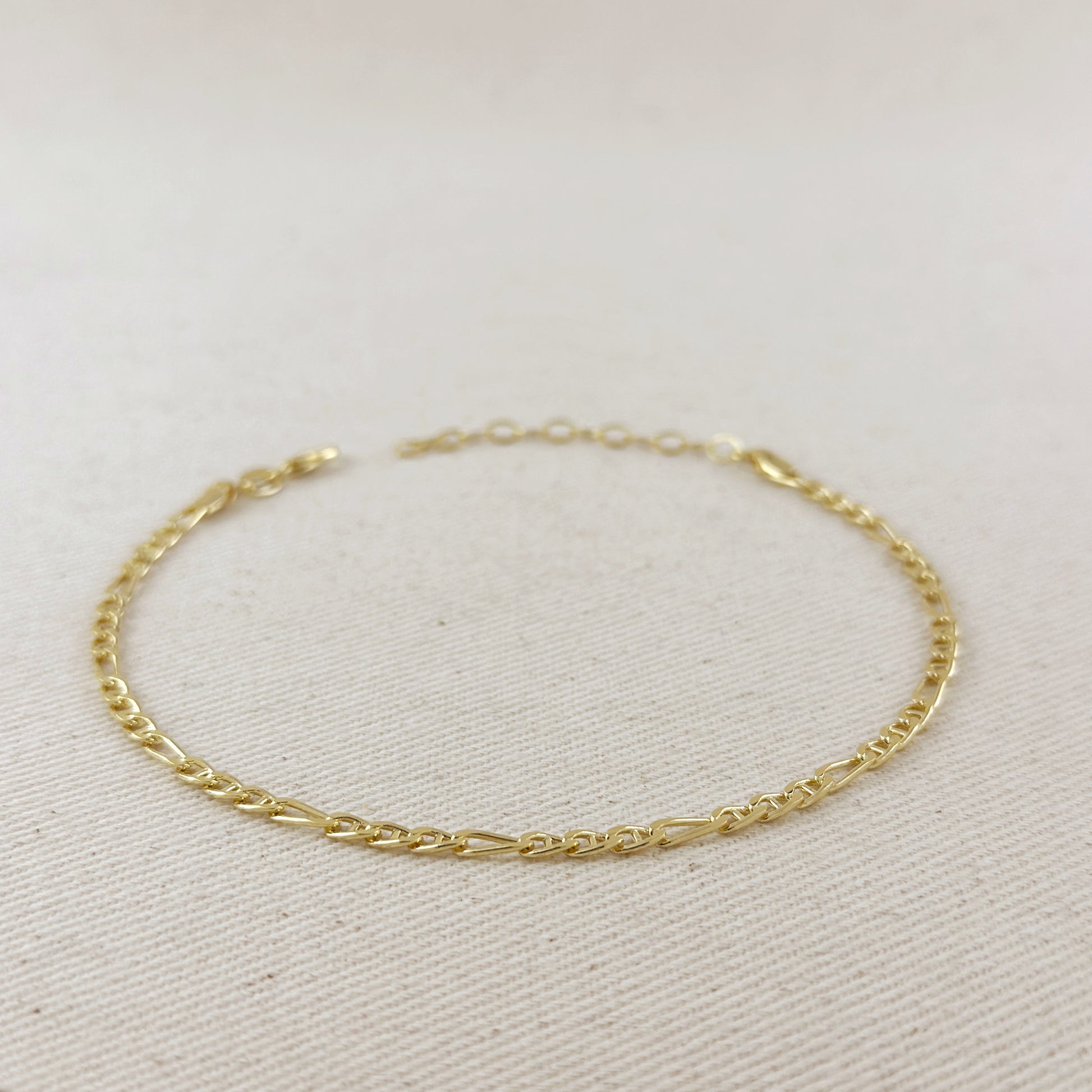 18k Gold Filled 3.5mm Figaro Mariner 'Figarucci' Anklet