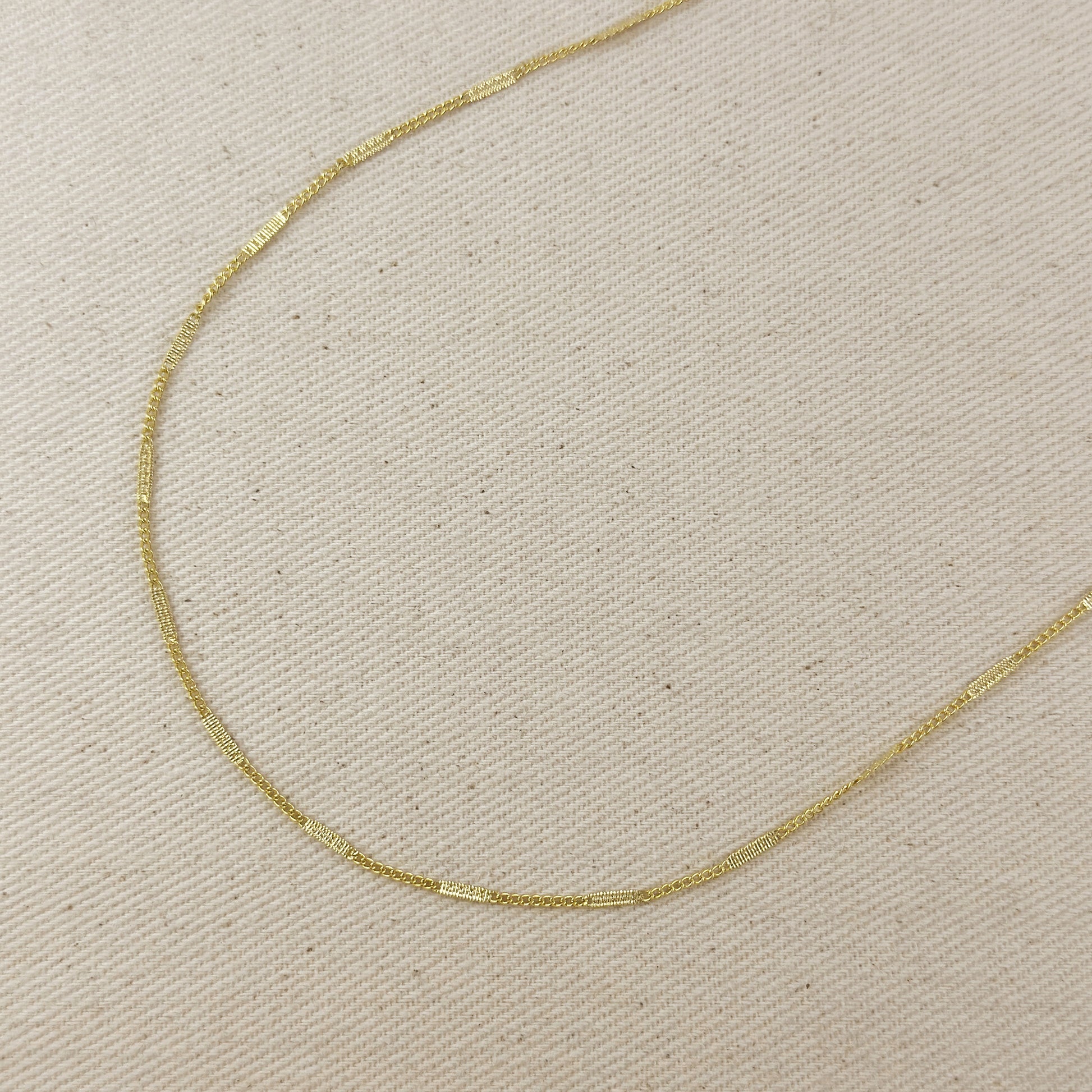 18k Gold Filled Pressed Detail Belly Chain