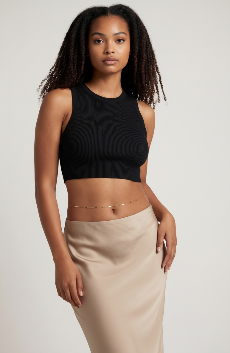 18k Gold Filled Pressed Detail Belly Chain