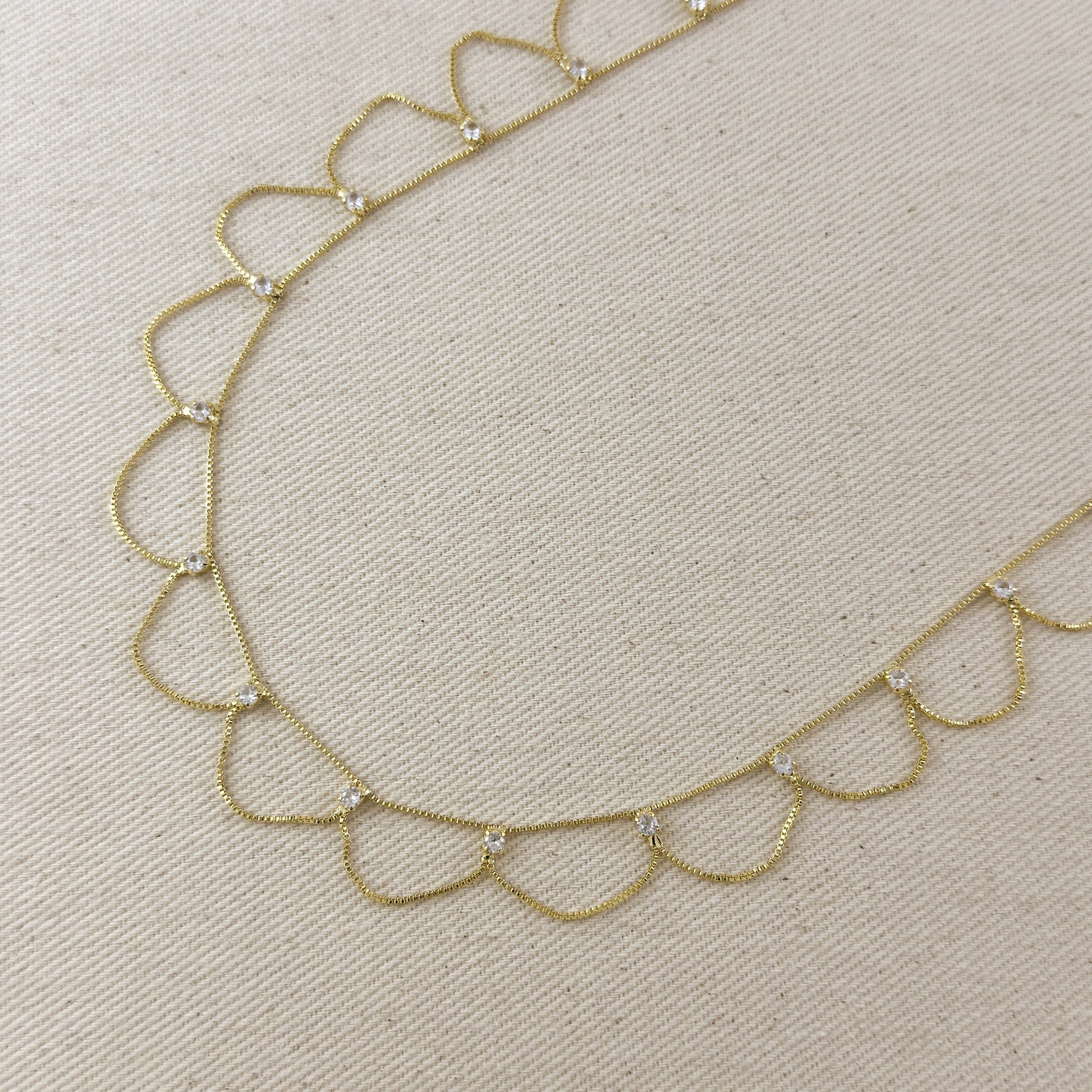 18k Gold Filled Bali Style Belly Chain With Cubic Zirconia Stones