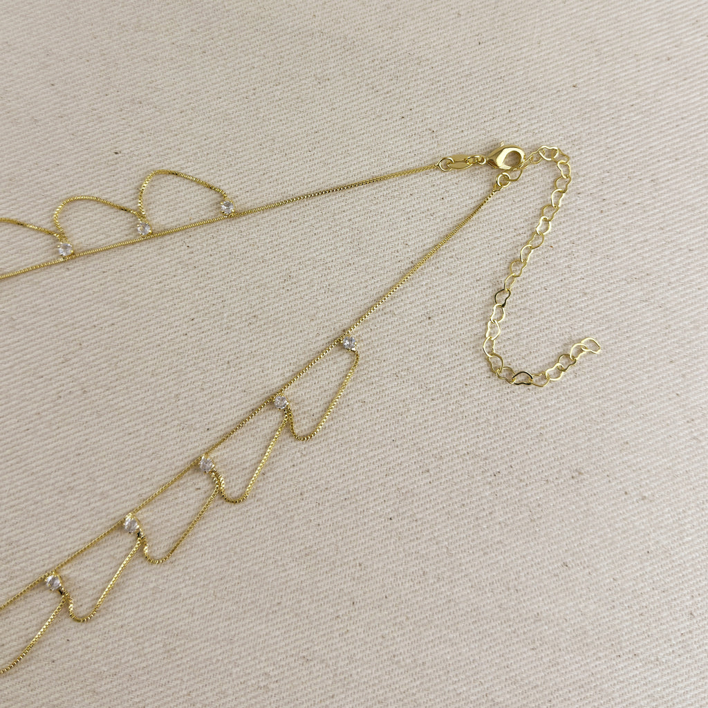 18k Gold Filled Bali Style Belly Chain With Cubic Zirconia Stones