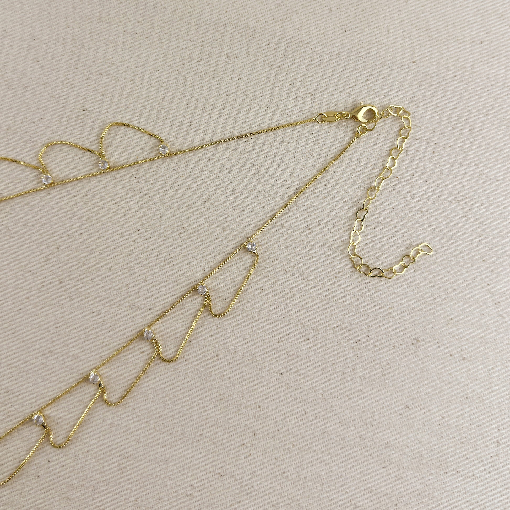 18k Gold Filled Bali Style Belly Chain With Cubic Zirconia Stones