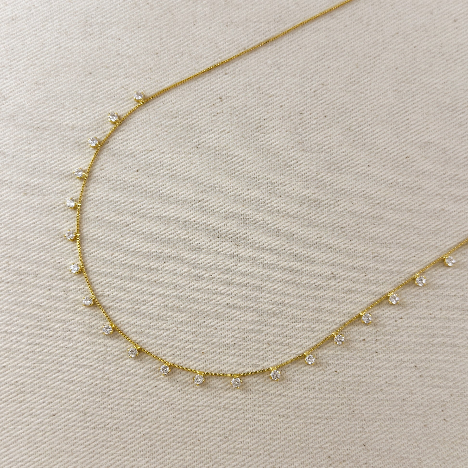 18k Gold Filled Belly Chain With Cubic Zirconia Stones