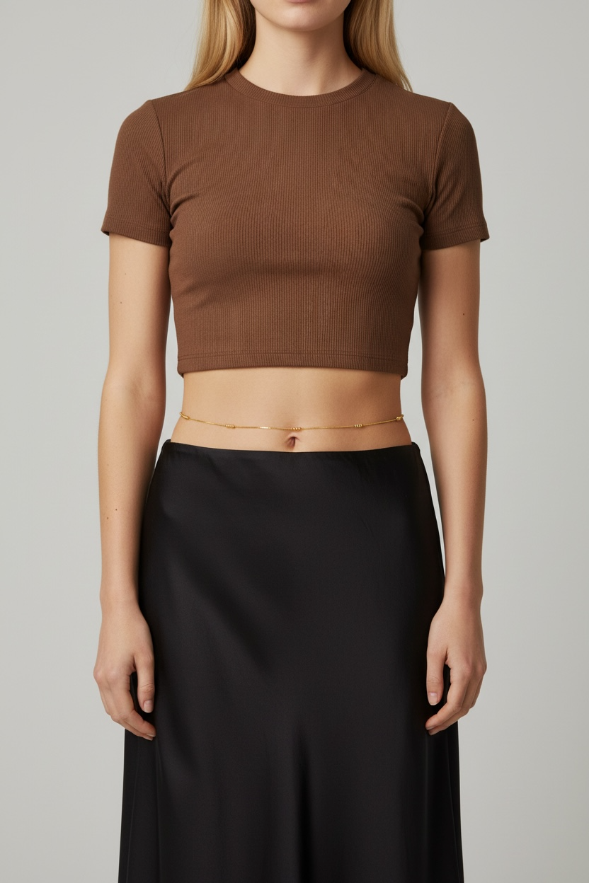 18k Gold Filled Bead Detailed Belly Chain