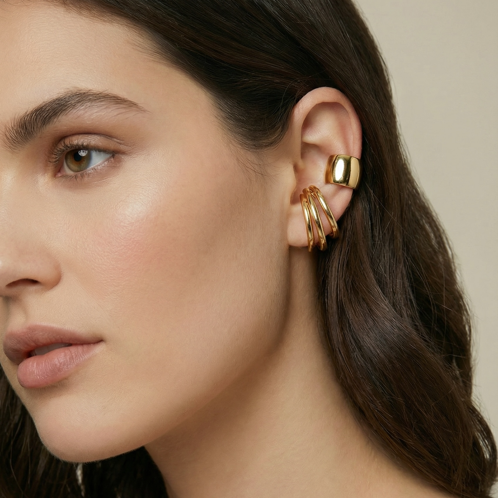 18k Gold Filled Plain Ear Cuff Earrings