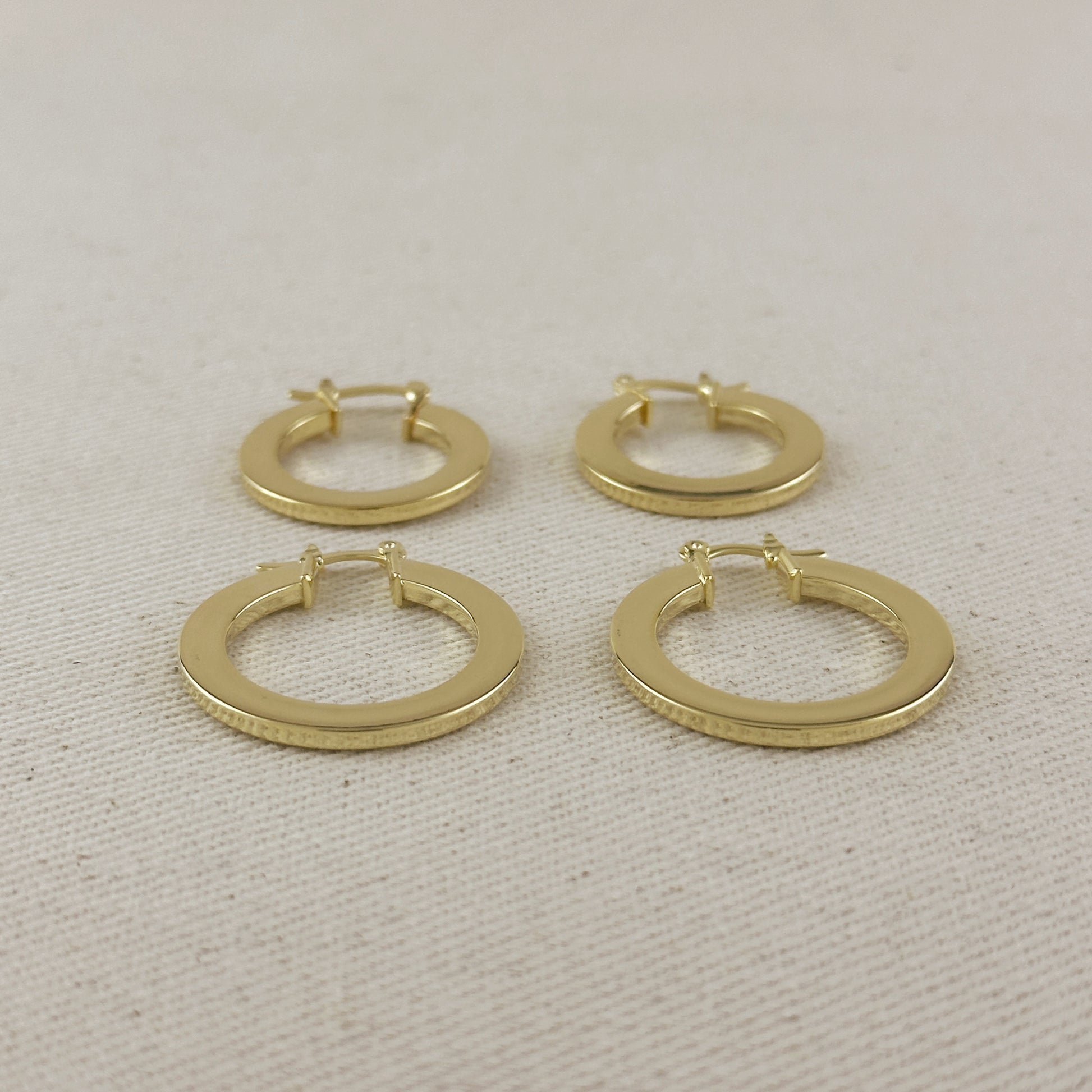 18k Gold Filled Flat Hoop Earrings