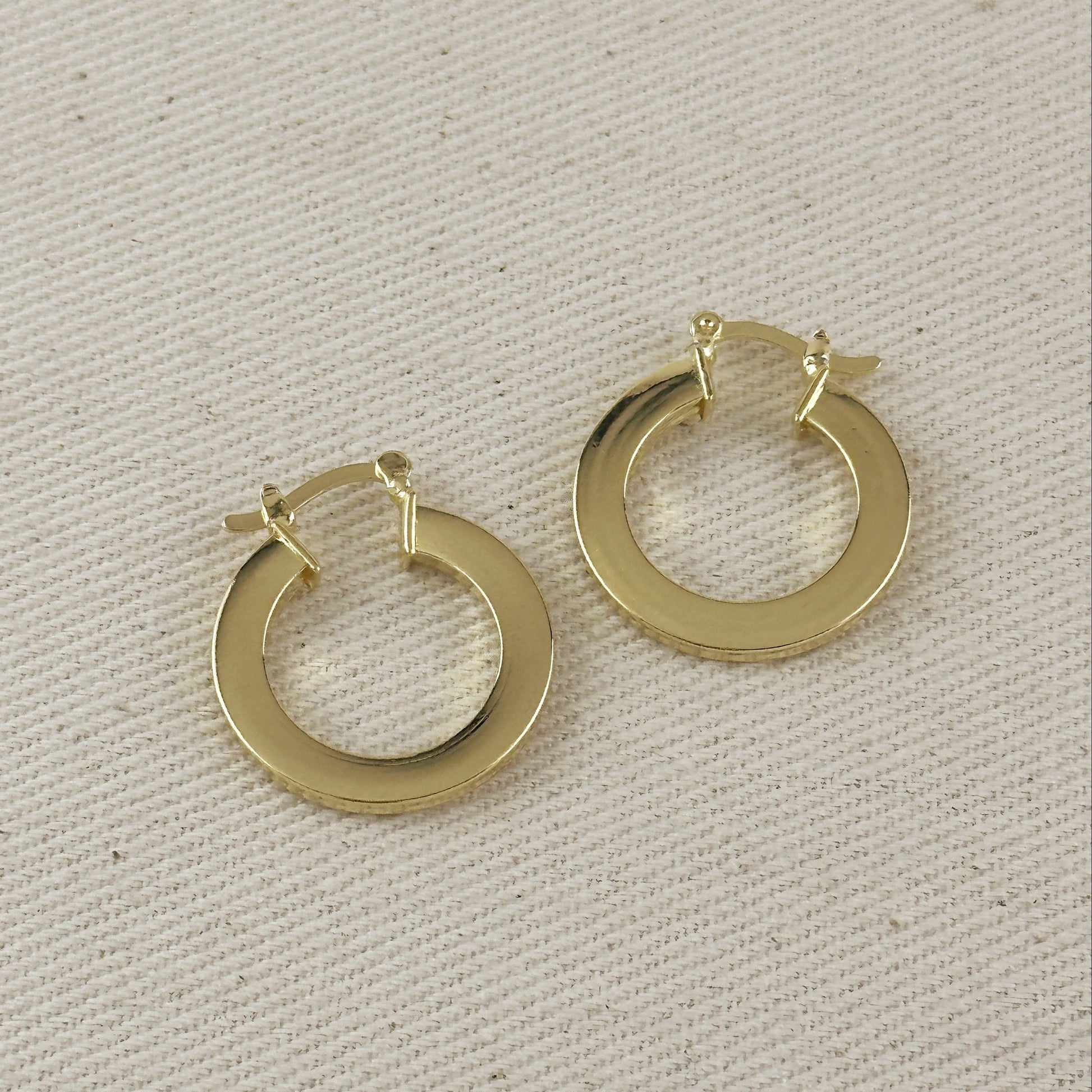 18k Gold Filled Flat Hoop Earrings