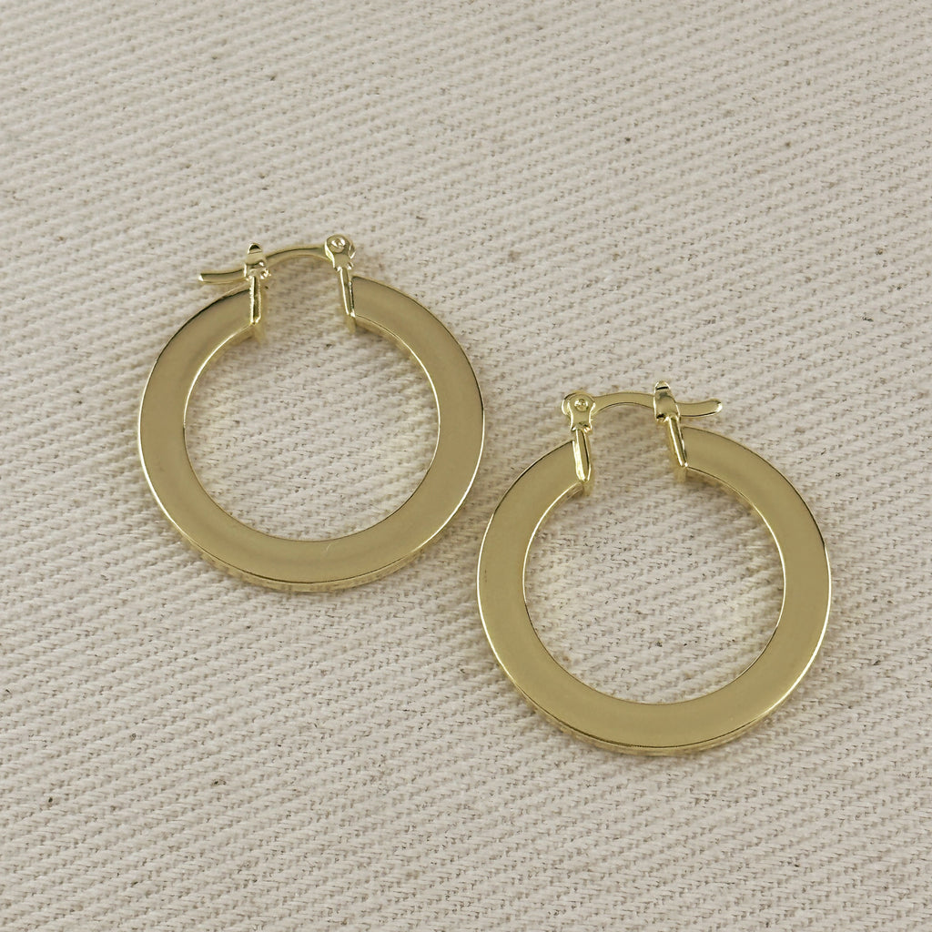 18k Gold Filled Flat Hoop Earrings
