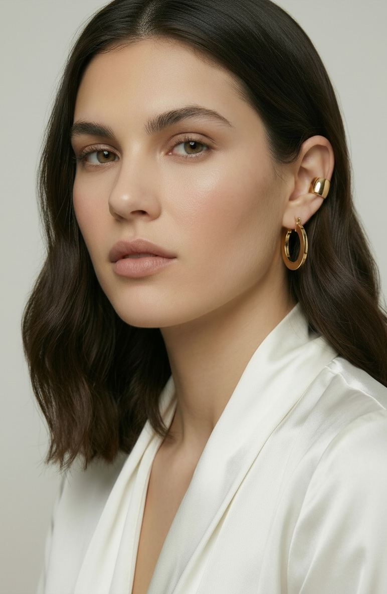 18k Gold Filled Flat Hoop Earrings