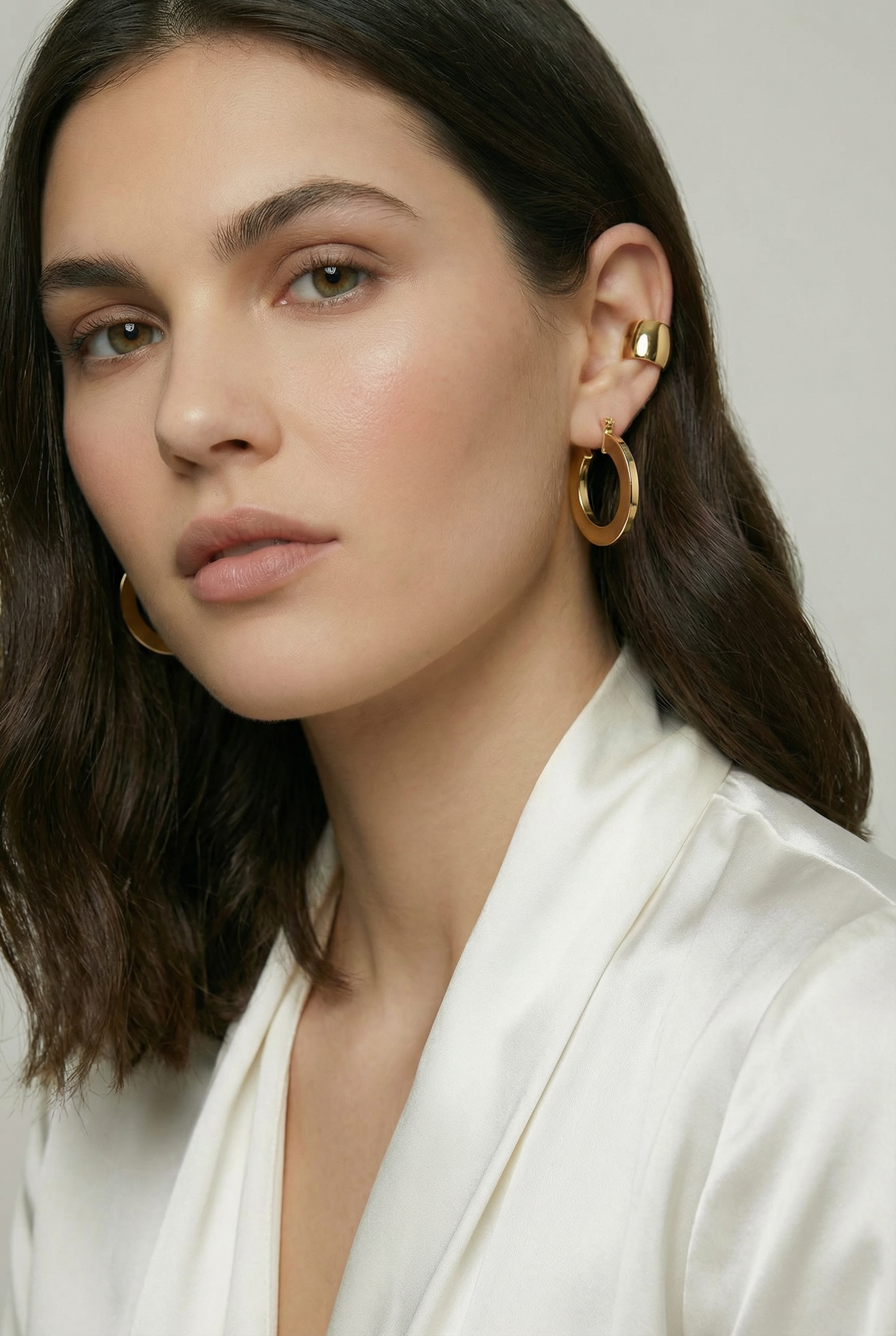 18k Gold Filled Flat Hoop Earrings