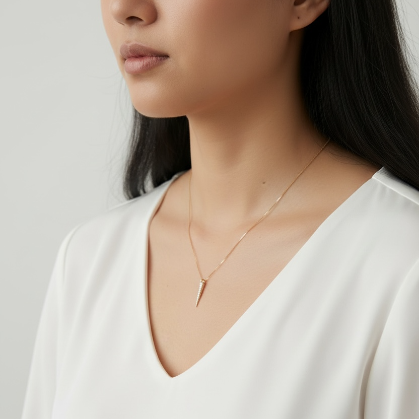 18k Gold Filled CZ Spear Necklace