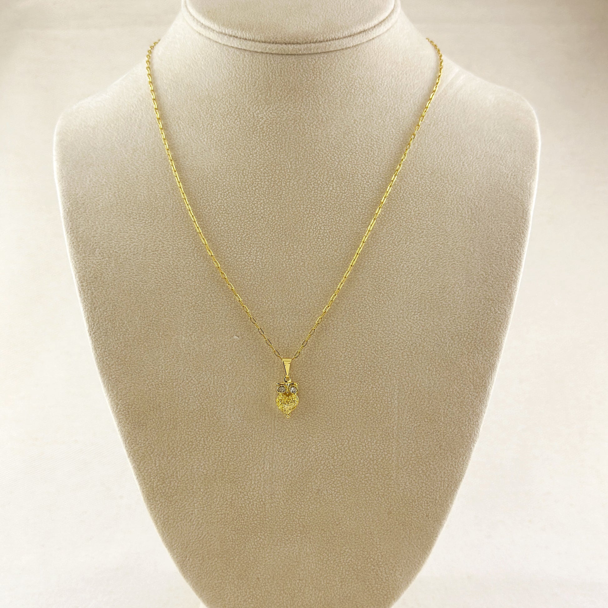 18k Gold Filled Owl Pendant