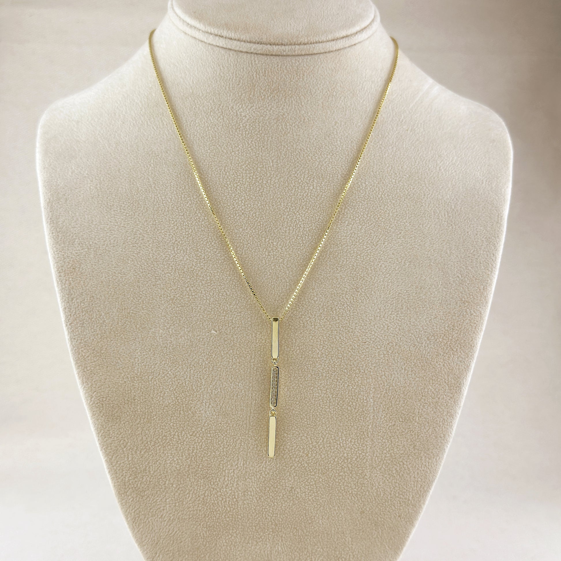 18k Gold Filled Triple Bar Drop Necklace