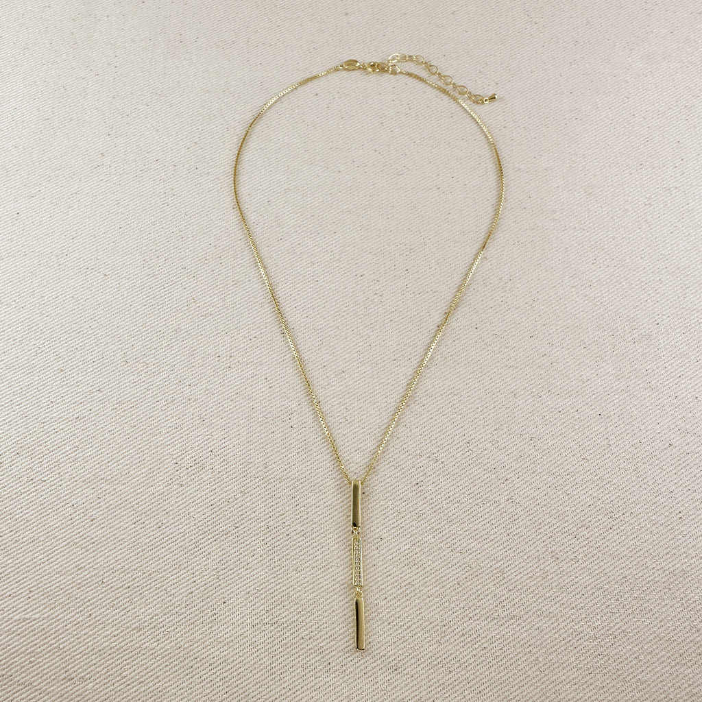 18k Gold Filled Triple Bar Drop Necklace
