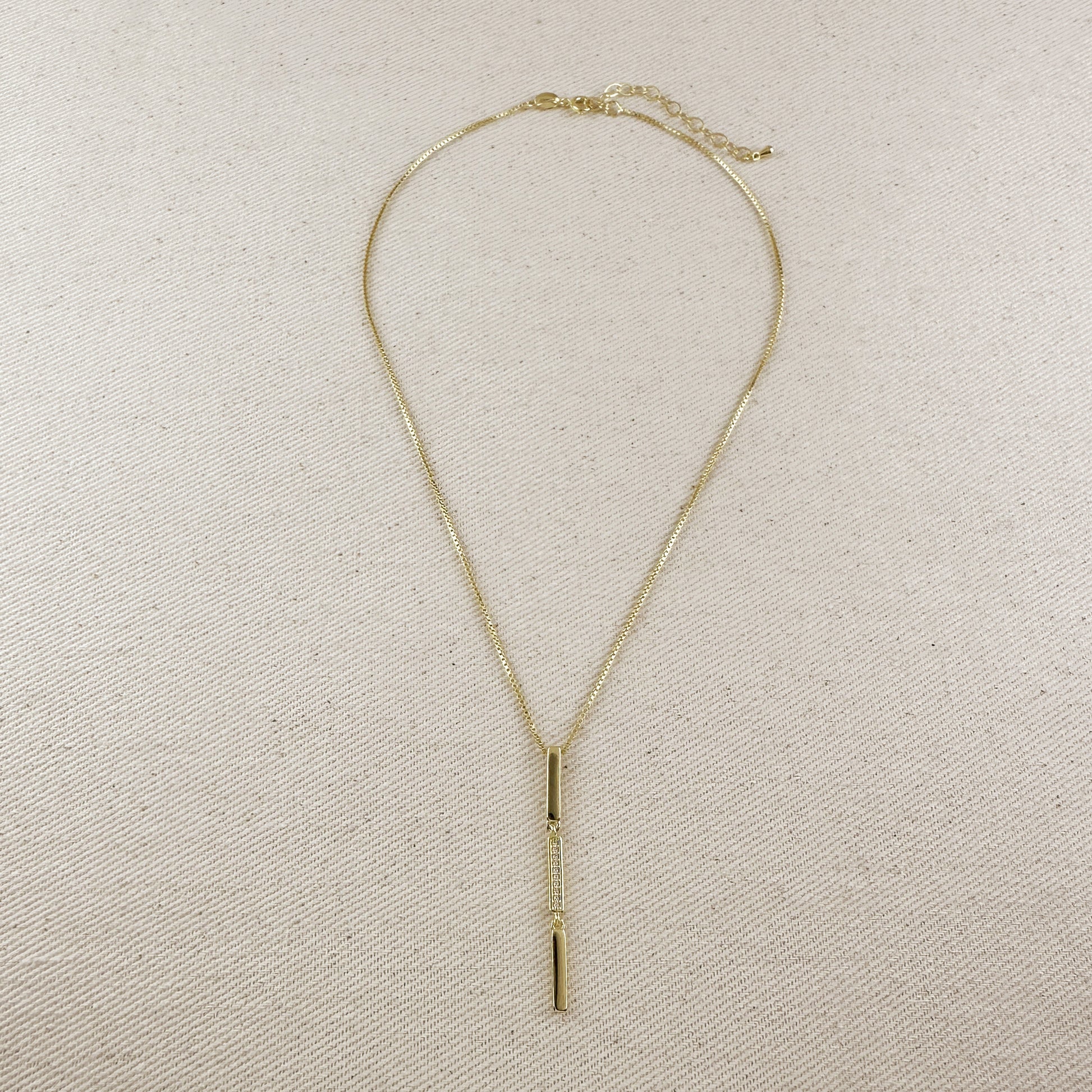 18k Gold Filled Triple Bar Drop Necklace