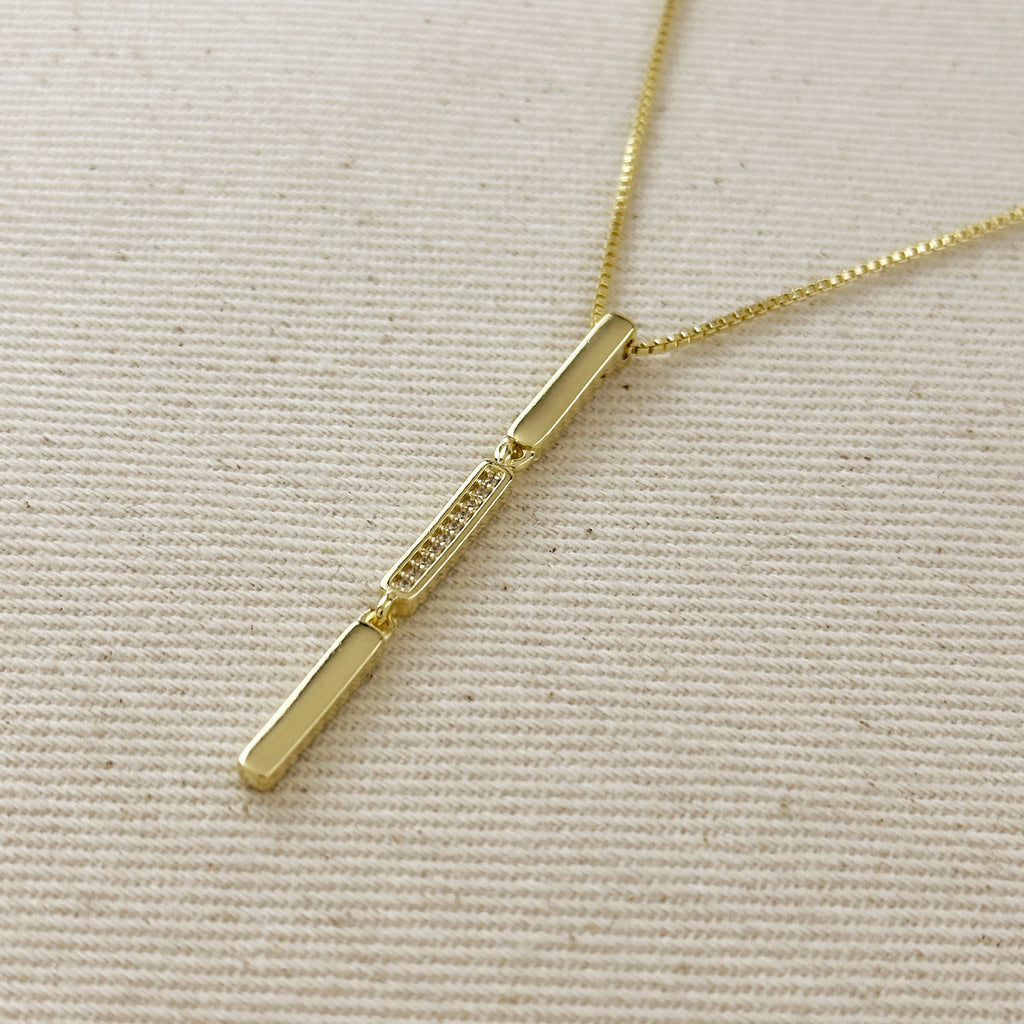 18k Gold Filled Triple Bar Drop Necklace