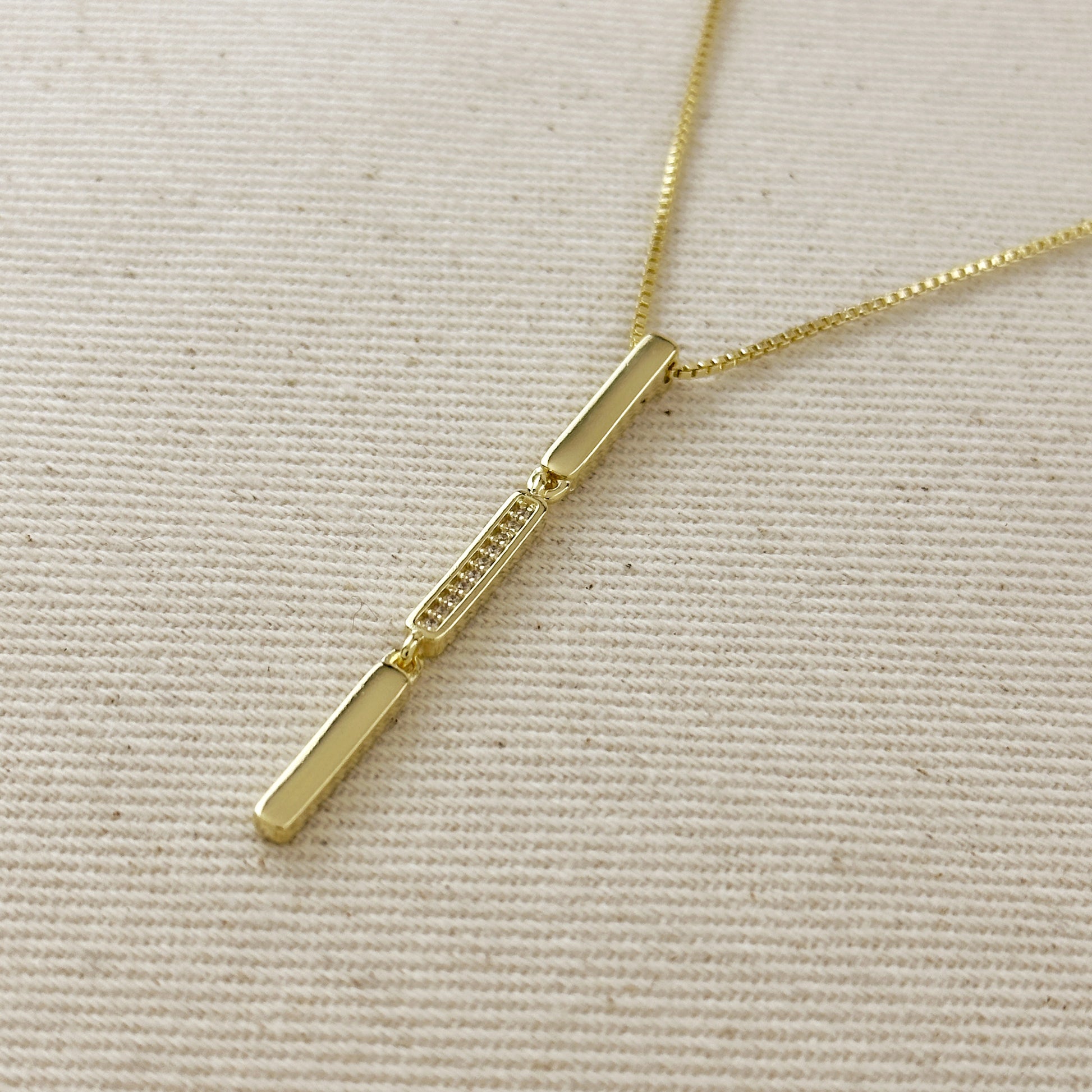 18k Gold Filled Triple Bar Drop Necklace