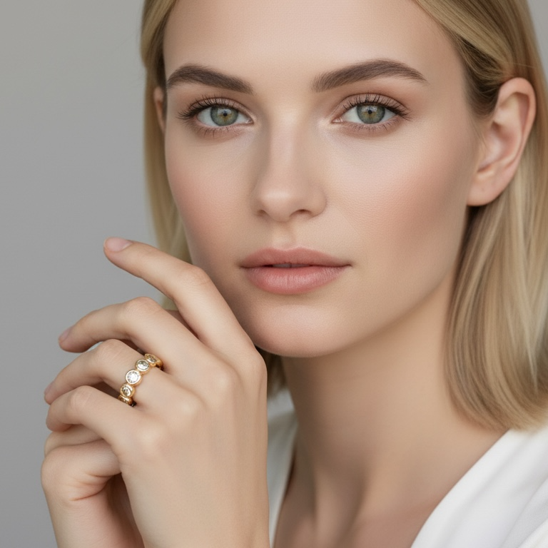 18k Gold Filled Bezel CZ Eternity Band Ring