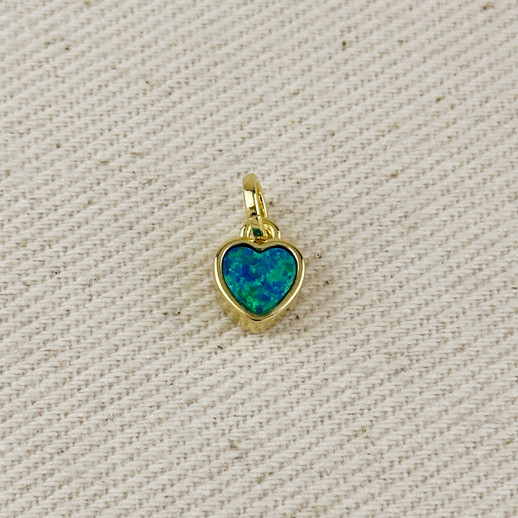 18k Gold Filled Opal Heart Charms