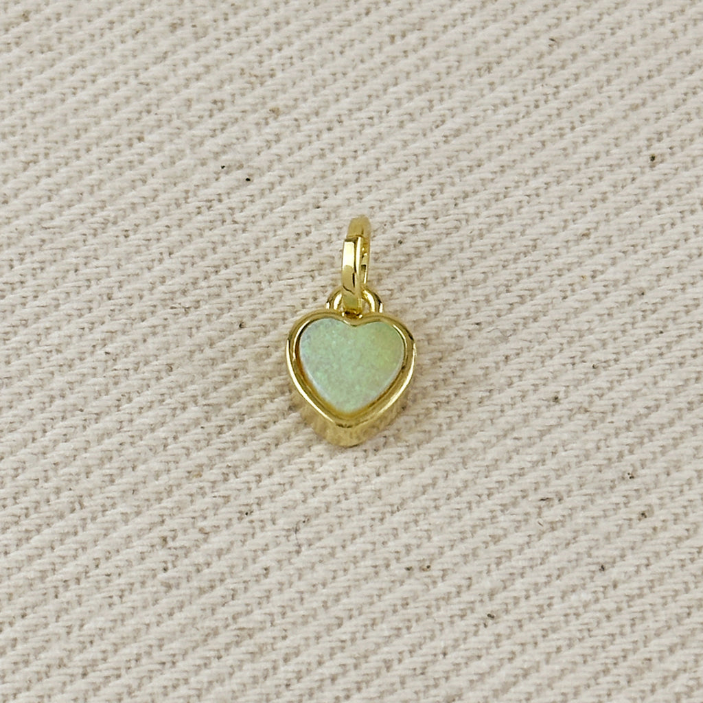 18k Gold Filled Opal Heart Charms